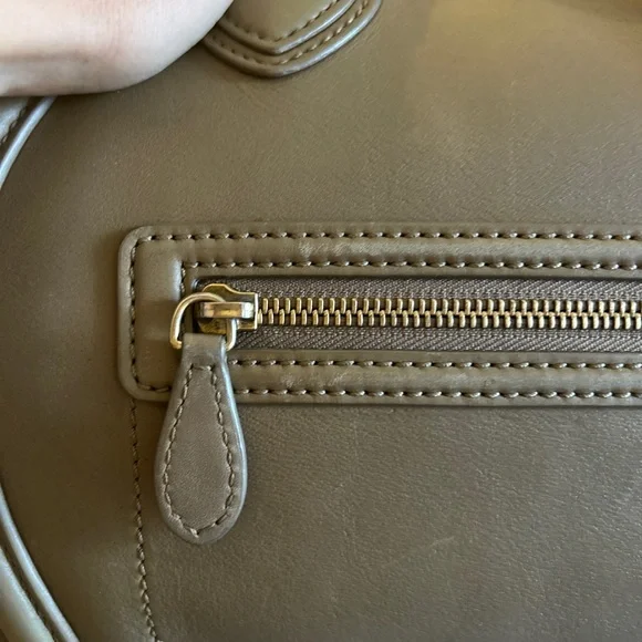 Celine Olive Green Leather Mini Luggage Tote - Picture 6 of 16